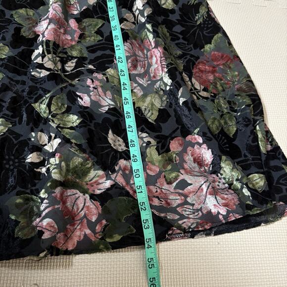 Nostalgia Black Velvet Burnout Floral Maxi Dress Sz S Whimsigoth Y2K Dark Fairy - Picture 14 of 14